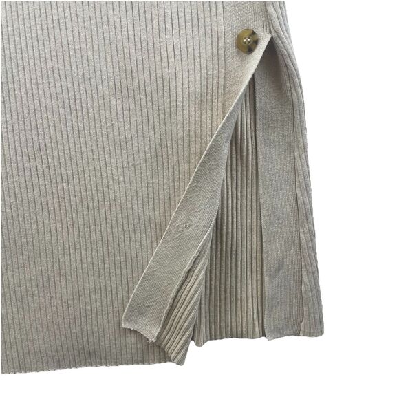 Hippie Rose Ribbed Knit Sleeveless Slit Button Dress Oatmeal-L - Picture 6 of 12